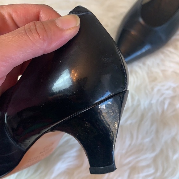 EVAN Picone Black Patent Feather Construction Pointed toe Pump Size 10 - Picture 12 of 15